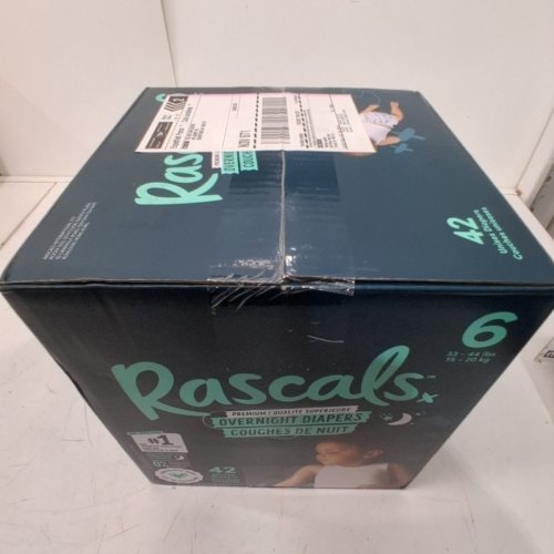 42PK RASCALS OVERNIGHT ABSORBENT BABY DIAPERS - SIZE 6 - 33-44LBS image 3