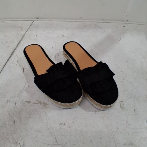 WOMEN'S BOWKNOT BEACH WEDGE SANDALS - 9 (41) - BLACK image 3