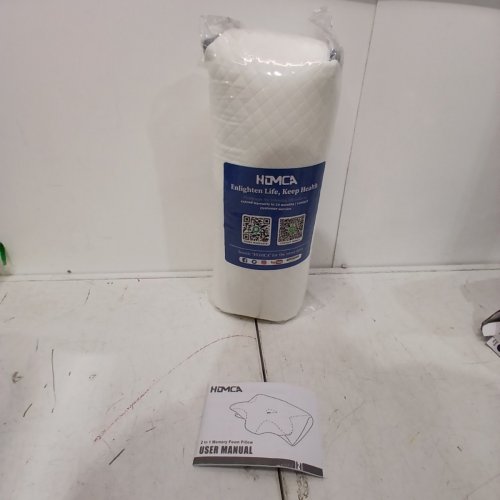 HOMCA CONTOURED MEMORY FOAM CERVICAL PILLOW - 24" X 16" - WHITE/GREY image 3