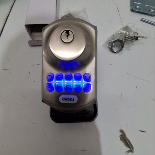 TEEHO KEYPAD DIGITAL DEADBOLT LOCK - SATIN NICKEL (MODEL: TE001) image 2