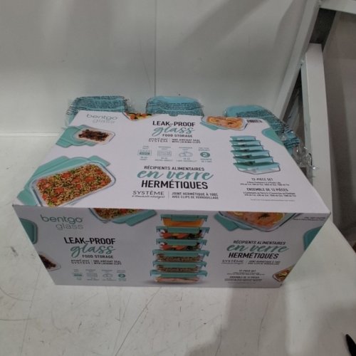 12PC BENTGO GLASS LEAK-PROOF FOOD STORAGE CONTAINER - CLEAR/AQUA BLUE (MODEL: 1949908) image 4