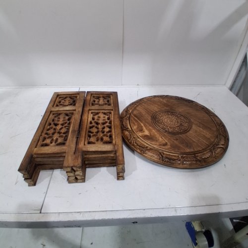 LIGHTNPRO OCTAGONAL HAND CARVED MANGO WOOD SIDE TABLE - 18" - BURNT FINISH image 5