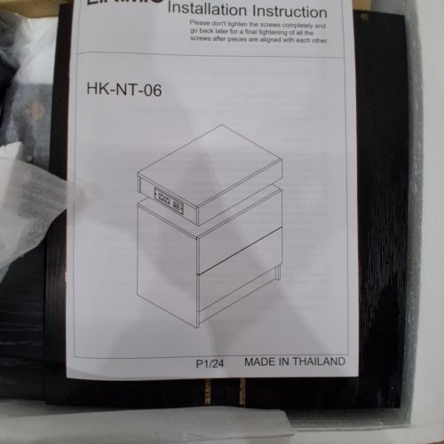 LIKIMIO NIGHTSTAND END TABLE WITH CHARGING STATION AND LED LIGHTS - 18.9" X 13.8" X 23.6" - BLACK (MODEL: HK-NT-12A) image 3