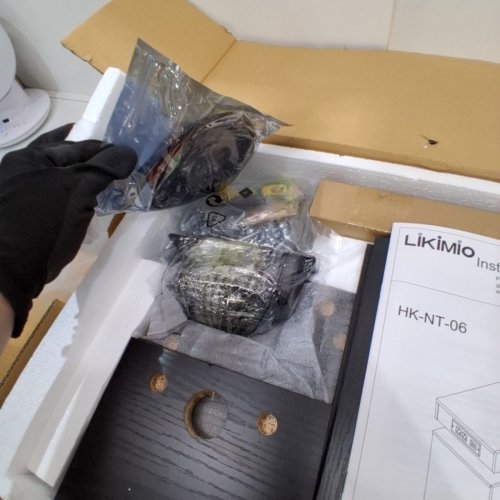 LIKIMIO NIGHTSTAND END TABLE WITH CHARGING STATION AND LED LIGHTS - 18.9" X 13.8" X 23.6" - BLACK (MODEL: HK-NT-12A) image 5