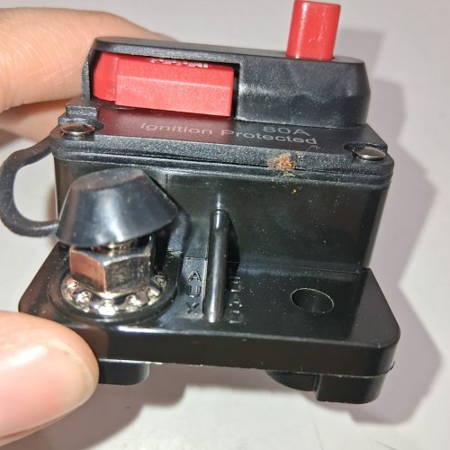 CIRCUIT BREAKER MANUAL RESET WATERPROOF INLINE FUSE INVERTER - 80AMP - 12V-48V -BLACK/RED image 4