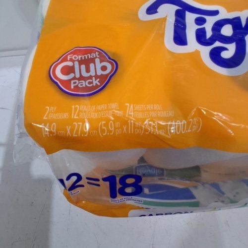 12PK ROYALE TIGER TOWEL 2PLY PAPER TOWEL ROLLS - 74 SHEETS PER ROLL - 888 TOTAL - WHITE image 3