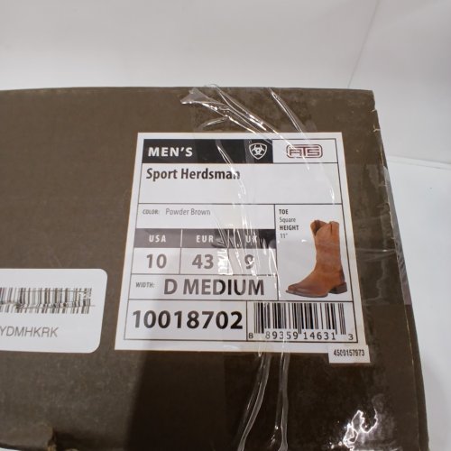 MEN'S ARIAT SPORT HERDSMAN COWBOY BOOTS - SIZE 10 D MEDIUM - POWDER BROWN (STYLE: 10018702) image 6