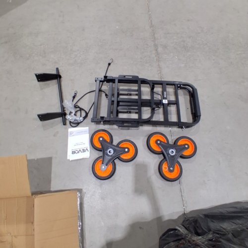HEAVY-DUTY FOLDING STAIR CLIMBING CART WITH TELESCOPING HANDLE, 6 WHEELS - 220LB CAP - BLACK ORANGE (MODEL: KT-2025D) image 2