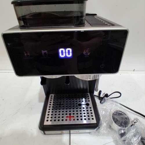 AMZCHEF HOT & COLD BREW ESPRESSO MACHINE WITH BUILT IN ADJUSTABLE GRINDER - BLACK/STAINLESS - (MODEL: CM5560) image 2