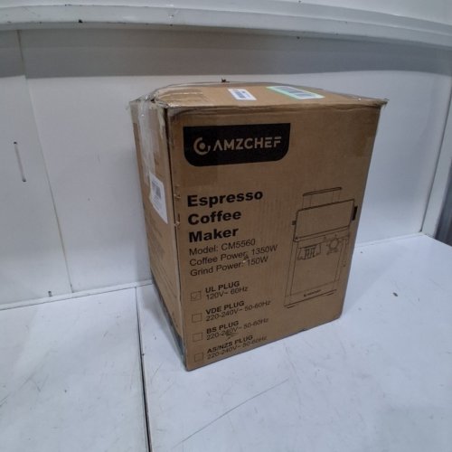 AMZCHEF HOT & COLD BREW ESPRESSO MACHINE WITH BUILT IN ADJUSTABLE GRINDER - BLACK/STAINLESS - (MODEL: CM5560) image 5