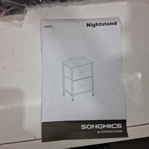 SONGMICS BEDSIDE TABLE NIGHTSTAND WITH 2 FABRIC DRAWERS - 20.6"X11.8"X15.6" - BLACK (MODEL:LGS312BH03) image 3