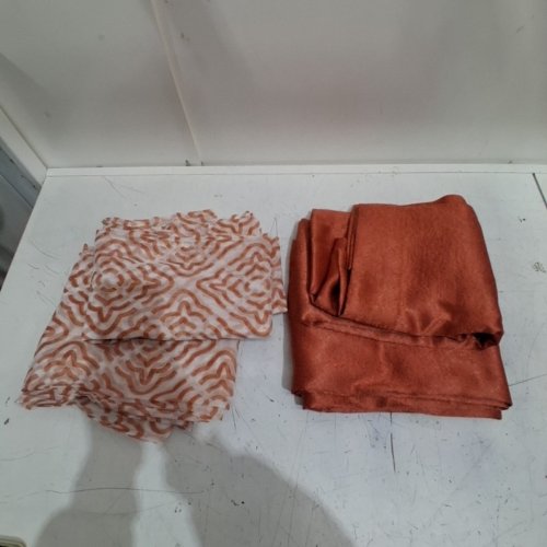 4PC MAINSTAYS ROD POCKET CURTAIN PANEL SET - 27.5" X 84" EACH - RUST / CREAM (STYLE : 50677700) image 2