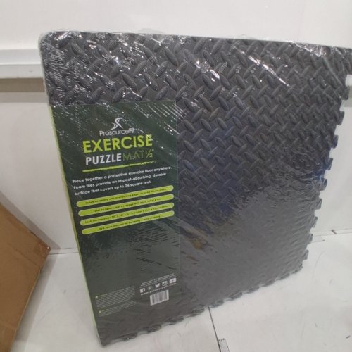 6PK PROSOURCEFIT PUZZLE EXERCISE MATS EVA FOAM INTERLOCKING TILES - 24" X 24" X 3/4" - BLACK image 2