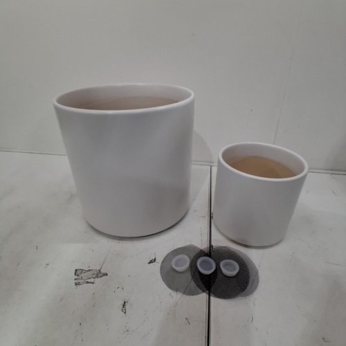 2PC LE TAUCI CERAMIC INDOOR PLANT PLANTER SET WITH DRAIN PLUGS - 6"/10" - WHITE image 2