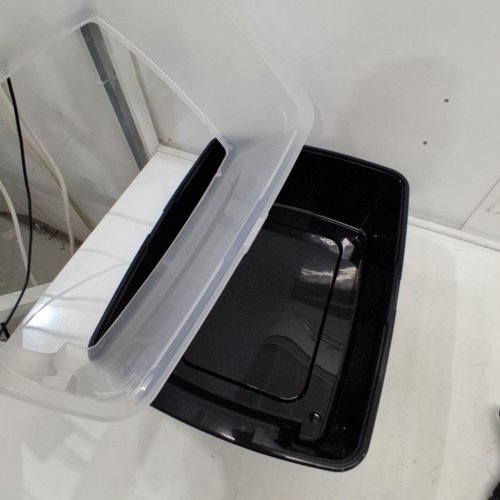 IRIS OPEN TOP CAT LITTER BOX KIT WITH SHIELD AND SCOOP - 16" X 12" - DARK GREY/CLEAR - (MODEL: CLH-12) image 3