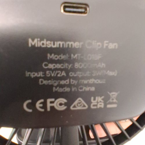 2-IN-1 MINT HOUZ PORTABLE CLIP AND DESK FAN- 8000 MAH, 5 V/2A - BLACK (MODEL: MT-L018F) image 3