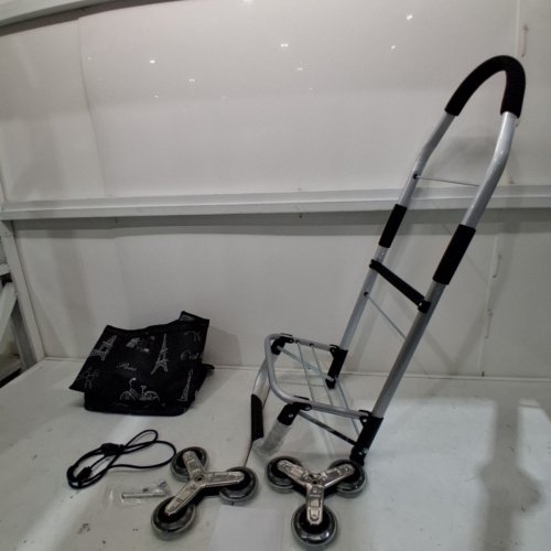 FOLDING STAIR-CLIMBER SHOPPING TROLLEY CART WITH REMOVABLE BAG - BLACK / PARIS image 2