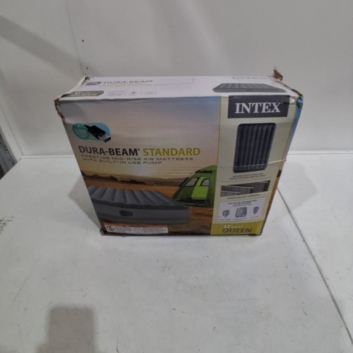 INTEX DURA-BEAM PRESTIGE AIR MATTRESS WITH BUILT IN USB PUMP - 12" RAISED - QUEEN - GREY (MODEL: 64114E) image 9