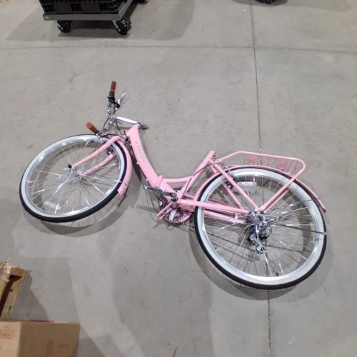 K+POP FOLDING BICYCLE WITH BASKET - 26" - PINK/BROWN image 2