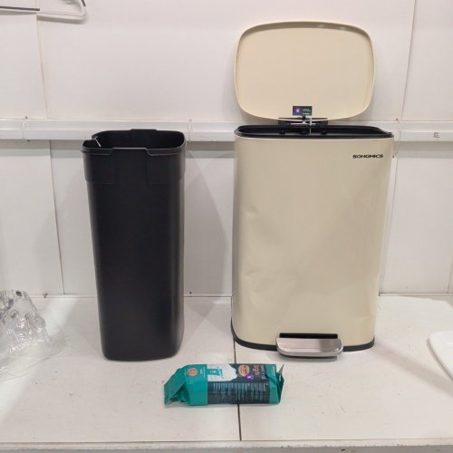 SONGMICS TRASH CAN - BEIGE (MODEL: LTB050A01) image 2