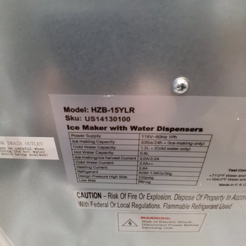 COWSAR ICE MAKER WITH WATER DISPENSERS - 5 GAL - WHITE (MODEL: HZB-15YLR) image 8
