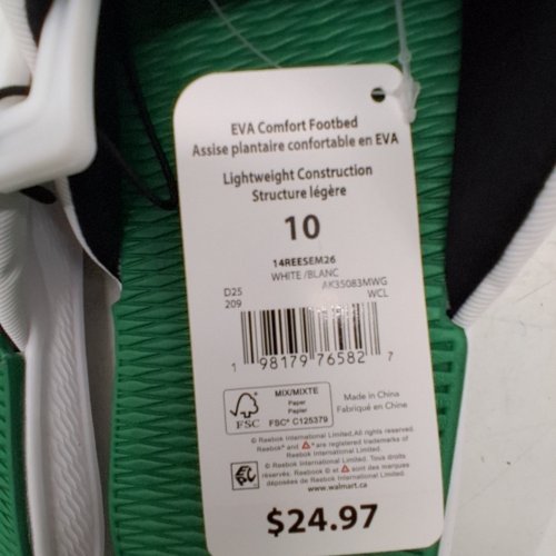 MEN'S REEBOK EVA SLIDE SANDALS - SIZE 10 - WHITE / GREEN (MODEL: 14REESEM26) image 2