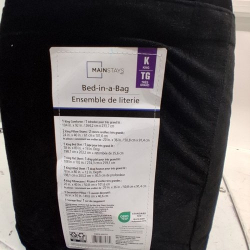 10PC MAINSTAYS VELVET BED IN A BAG COMFORTER SET WITH SHEETS - KING - BLACK image 3