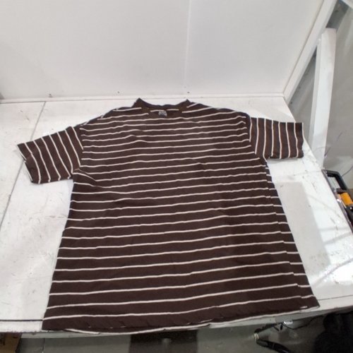 MEN'S GEORGE COTTON STRIPED T-SHIRT - LARGE - BROWN / WHITE (STYLE: GRS61328MN) image 2