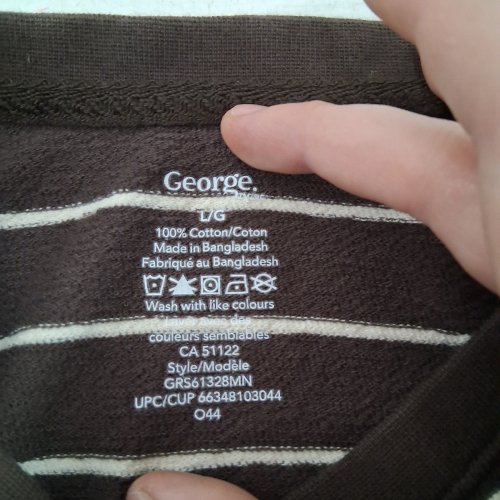 MEN'S GEORGE COTTON STRIPED T-SHIRT - LARGE - BROWN / WHITE (STYLE: GRS61328MN) image 3