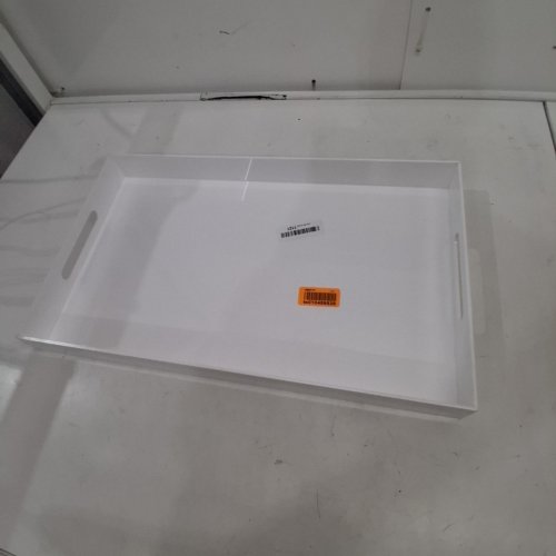 MUKEEN GLOSSY STURDY ACRYLIC SERVING TRAY WITH HANDLES SPILL PROOF-12" X 20" X 2"-WHITE image 2