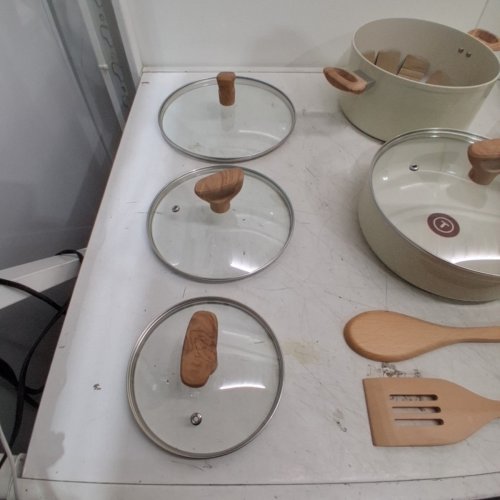12PC T-FAL REVIVE CERAMIC NON-STICK COOKWARE SET - BEIGE (MODEL: G938SC64) image 4