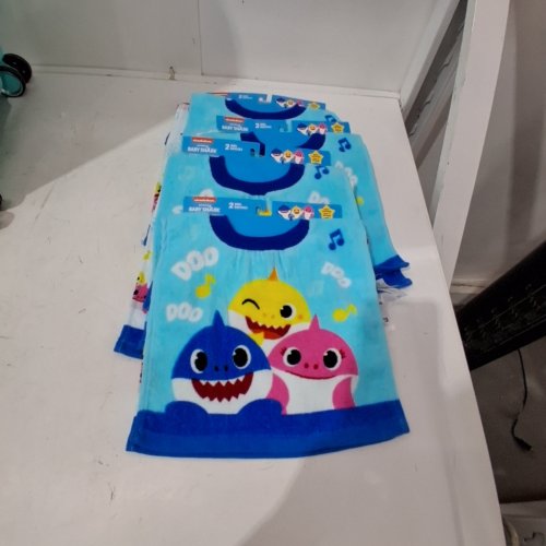 4 2PK PINKFONG NICKELODEON BABY SHARK BABY BIB - 100% COTTON - OS - BLUE/WHITE image 2