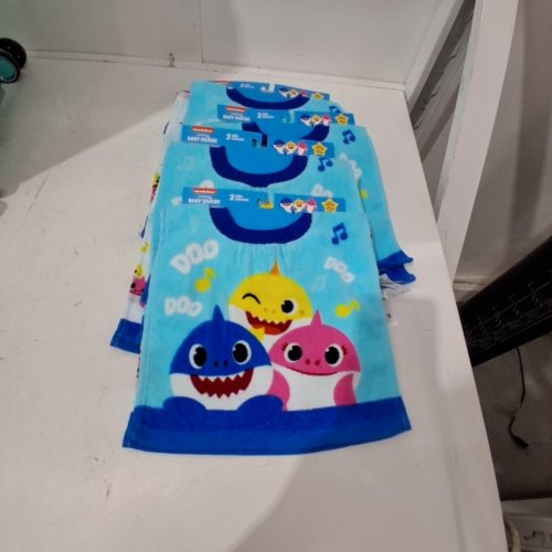 4 2PK PINKFONG NICKELODEON BABY SHARK BABY BIB - 100% COTTON - OS - BLUE/WHITE image 3