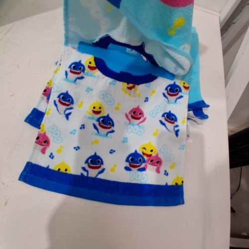 4 2PK PINKFONG NICKELODEON BABY SHARK BABY BIB - 100% COTTON - OS - BLUE/WHITE image 4