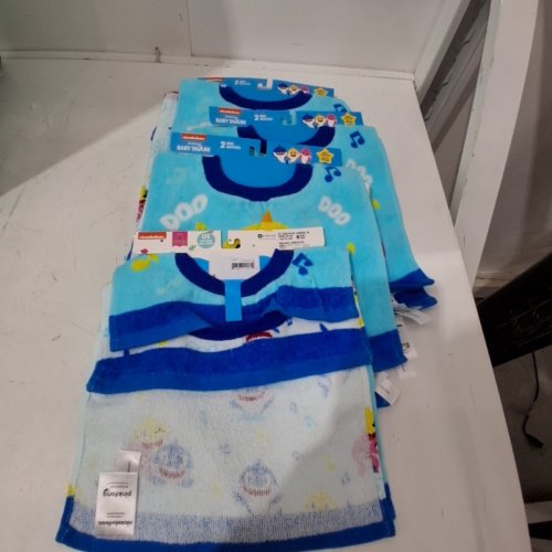 4 2PK PINKFONG NICKELODEON BABY SHARK BABY BIB - 100% COTTON - OS - BLUE/WHITE image 5