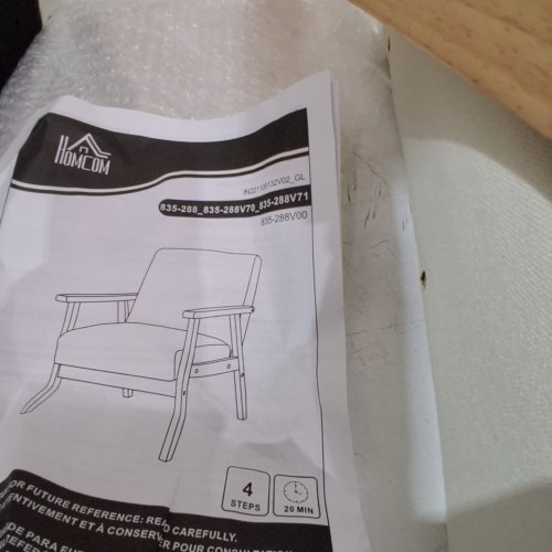 HOMCOM MODERN ACCENT CHAIR WITH WOODEN LEGS - BEIGE (MODEL: 839-481V00CG) image 2