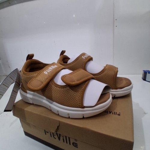 WOMANS FILLVILLE DISBETIC SANDAL OPEN TOE ORTHOPEDIC EDEMA SHOE FOR SWOLLEN FEET - SIZE 6 WIDE - KHAKI (STYLE:WRETRSV3KK4) image 3