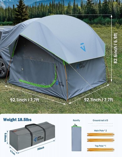 JOY TUTUS WATERPROOF SUV DOUBLE DOOR DESIGN TENT FOR CAMPING - 7.7FT X 7.7FT X 6.9FT - GREY/GREEN image 2