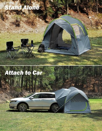 JOY TUTUS WATERPROOF SUV DOUBLE DOOR DESIGN TENT FOR CAMPING - 7.7FT X 7.7FT X 6.9FT - GREY/GREEN image 4