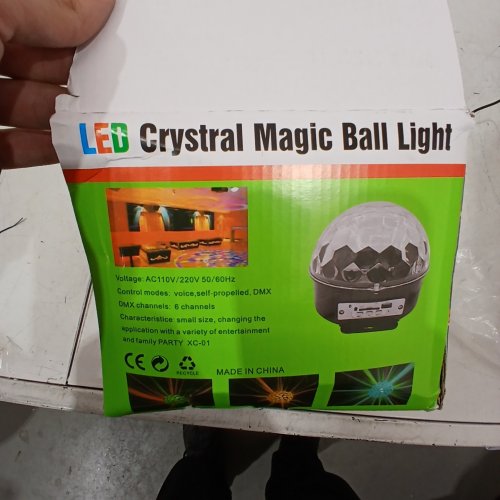 LED CRYSTAL MAGIC DISCO BALL LIGHT - 6 COLORS - 7" - BLACK image 3