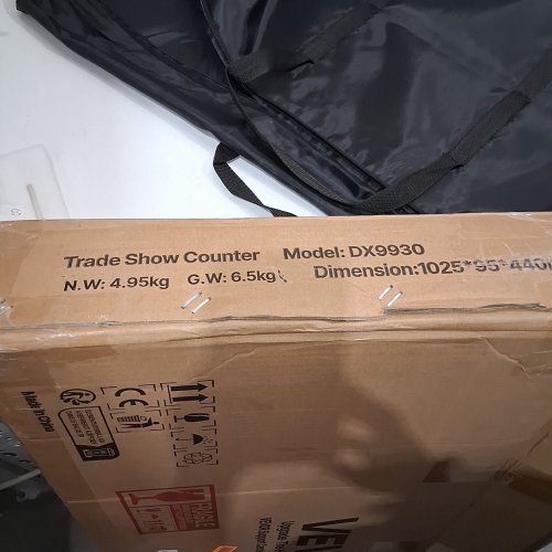 VEVOR FOLDING TABLE FOR BAR/TRADE SHOWS/HOME WITH CARRY BAG VELCRO FABRIC SHIELD AND SHELF - 38" X 34" X 15" - 110LB CAP - BLACK/SILVER - (MODEL: DX9930) image 4