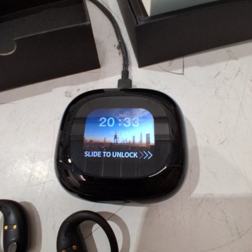 JUNJIEUNVO A39 BLUETOOTH OPEN EAR EARBUDS WITH TOUCH DISPLAY CASE - BLACK image 2