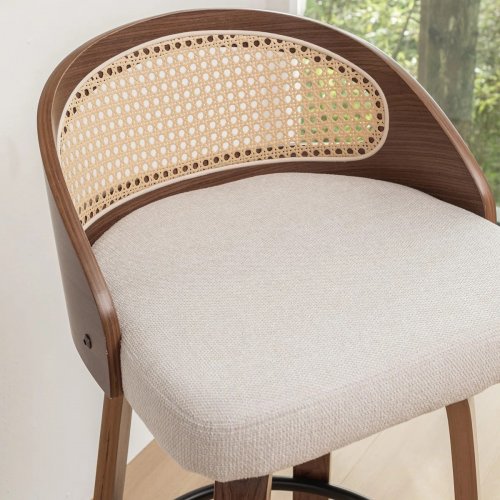 2PK GEORGE OLIVER LEEANA LINEN SWIVEL BAR STOOLS - 32.3" X 16.5" X 17.72" - BEIGE (ITEM: 8489B-BEIGE-2PU-30) image 3