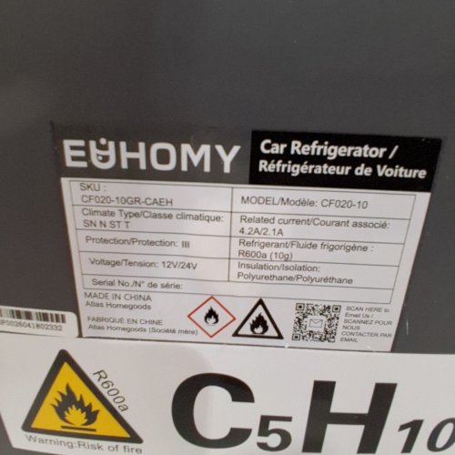 EUHOMY CAR REFRIGERATOR COMPRESSOR ELECTRIC COOLER WITH APP CONTROL - 10L - GREY (MODEL: CF020-10) image 9