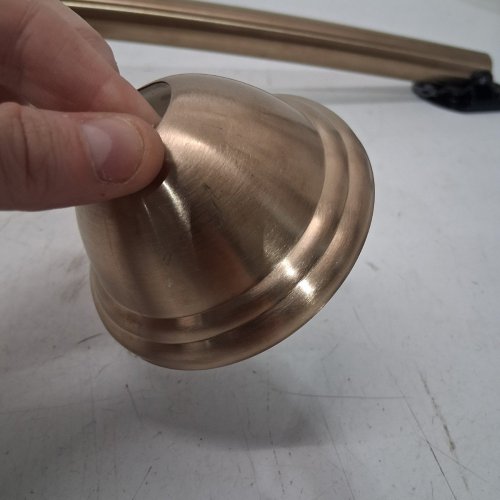 MOEN ADJUSTABLE CURVED FIXED MOUNT SINGLE SHOWER CURTAIN ROD - 54" - 72" - BRONZED GOLD (MODEL: INS10796) image 4