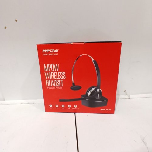MPOW HC3 WIRELESS BLUETOOTH HEADSET WITH CHARGING DOCK - BLACK WITH SILVER TRIM (MODEL: BH433B) image 2