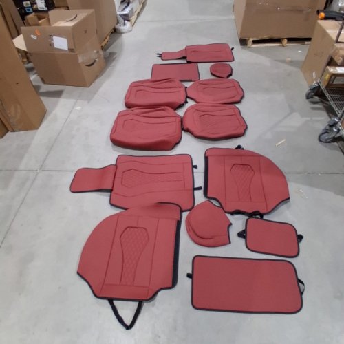 6PC COVERADO FAUX LEATHER LUXURY FRONT SEAT COVERS - UNIVERSAL - RED image 2
