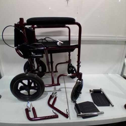 MEDLINE ALUMINUM TRANSPORT CHAIR WITH 8" WHEELS - RED/BLACK (MODEL: MDS808200ARE) image 2
