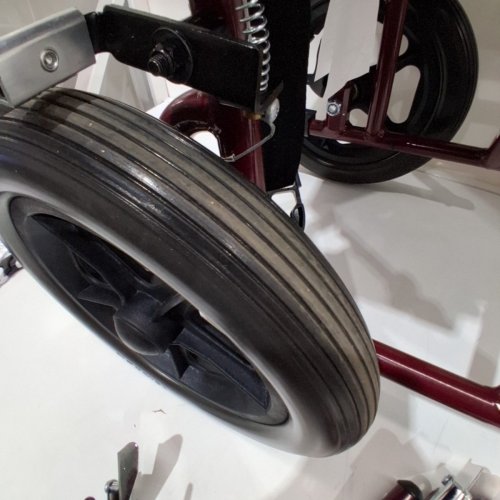 MEDLINE ALUMINUM TRANSPORT CHAIR WITH 8" WHEELS - RED/BLACK (MODEL: MDS808200ARE) image 5