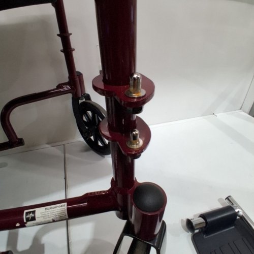 MEDLINE ALUMINUM TRANSPORT CHAIR WITH 8" WHEELS - RED/BLACK (MODEL: MDS808200ARE) image 6